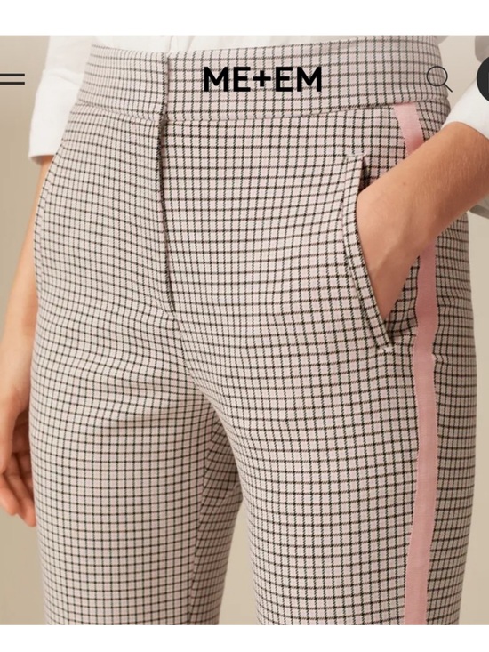 ME+EM Pants - ME+EM Feminine Check Slim Crop Pants Pink Ribbon Side Stripe Women’s US 4